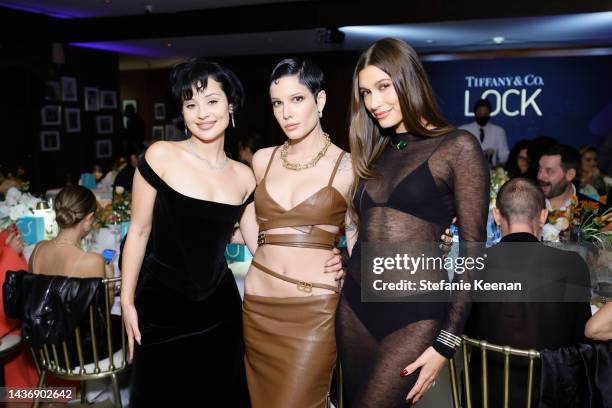 Alexa Demie, Halsey, and Hailey Bieber attend as Tiffany & Co. Celebrates the launch of the Lock Collection at Sunset Tower Hotel on October 26, 2022...