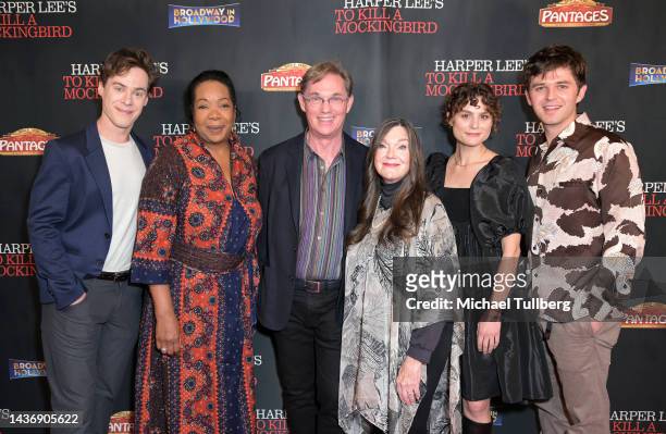 Actors Steven Lee Johnson, Jacqueline Williams, Richard Thomas. Mary Badham, Melanie Moore and Justin Mark attend the opening night performance of...