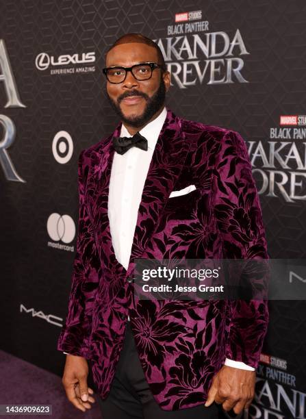 Tyler Perry attends the Black Panther: Wakanda Forever World Premiere at the El Capitan Theatre in Hollywood, California on October 26, 2022.