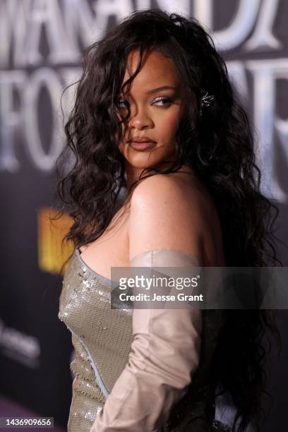 Rihanna attends the Black Panther: Wakanda Forever World Premiere at the El Capitan Theatre in Hollywood, California on October 26, 2022.