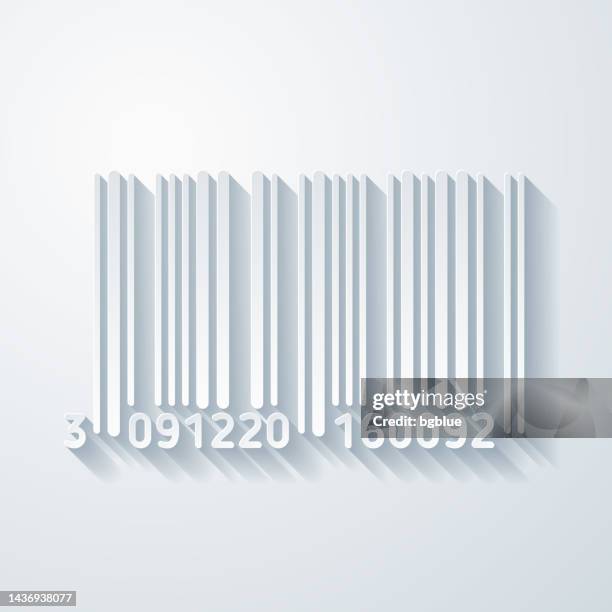 barcode. icon with paper cut effect on blank background - consumer reading label stock illustrations