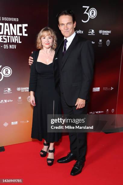 Rebecca Callard and Stephen Moyer attend the "Corner Office" International Premiere Opening Gala during the 30th Raindance Film Festival at The...