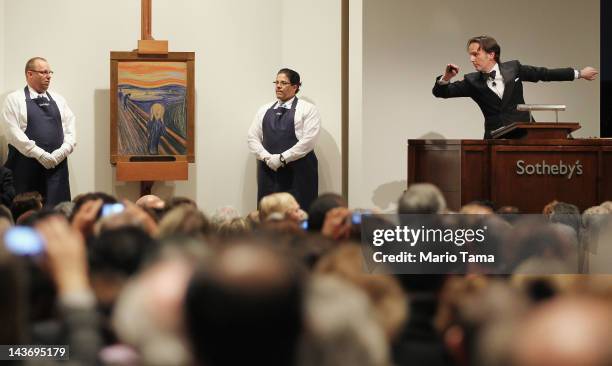 Edvard Munch's 'The Scream' is auctioned at Sotheby's May 2012 Sales of Impressionist, Modern and Contemporary Art on May 2, 2012 in New York City....