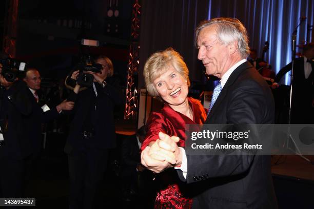Friede Springer dances with Andreas von Hardenberg at the 100th anniversary of founder of Springer Verlag publishing group Axel Springer at the Axel...
