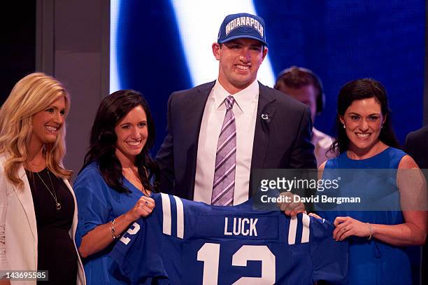 Indianapolis Colts QB and No 1 overall pick Andrew Luck with members of his family during selection process at Radio City Music Hall. New York, NY...