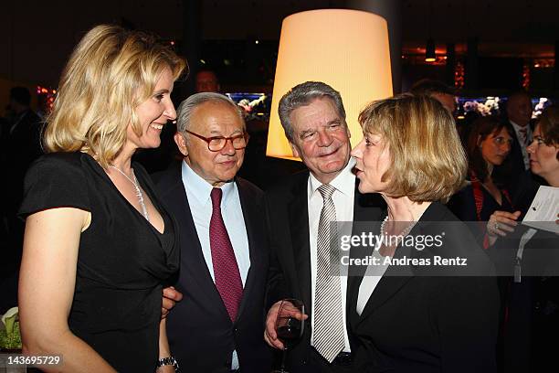 Maria Furtwaengler, Hubert Burda, German President Joachim Gauck and his partner Daniela Schadt attend the 100th anniversary of founder of Springer...