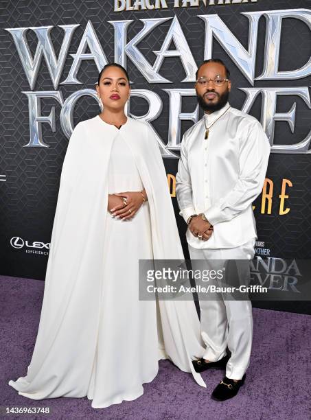 Zinzi Evans and Ryan Coogler attend Marvel Studios' "Black Panther 2: Wakanda Forever" Premiere at Dolby Theatre on October 26, 2022 in Hollywood,...
