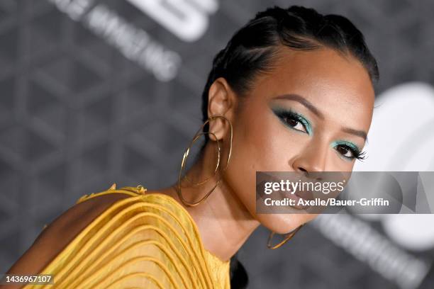 Karrueche Tran attends Marvel Studios' "Black Panther 2: Wakanda Forever" Premiere at Dolby Theatre on October 26, 2022 in Hollywood, California.