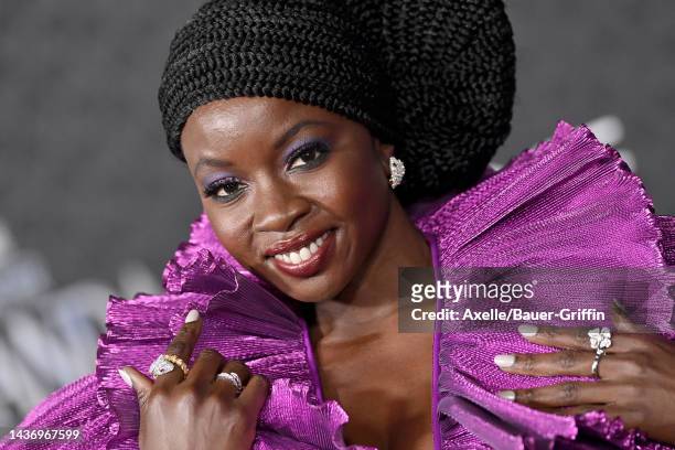 Danai Gurira attends Marvel Studios' "Black Panther 2: Wakanda Forever" Premiere at Dolby Theatre on October 26, 2022 in Hollywood, California.