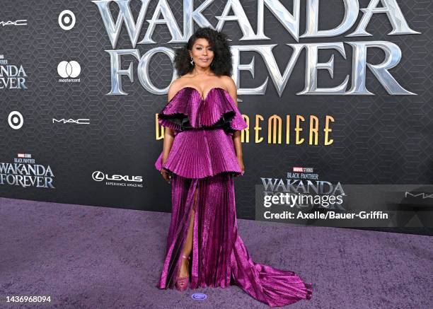 Angela Bassett attends Marvel Studios' "Black Panther 2: Wakanda Forever" Premiere at Dolby Theatre on October 26, 2022 in Hollywood, California.