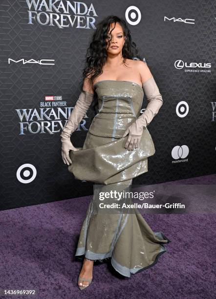 Rihanna attends Marvel Studios' "Black Panther 2: Wakanda Forever" Premiere at Dolby Theatre on October 26, 2022 in Hollywood, California.