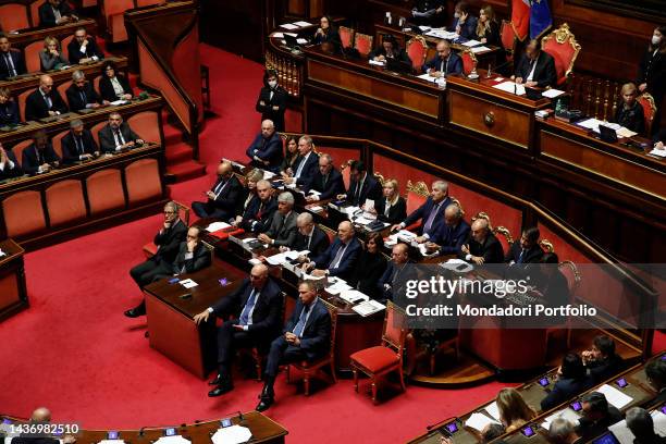 Discussion on the communications of the Prime Minister. In the photo the president of the Senate Ignazio Della Russa and the premier Giorgia Meloni...