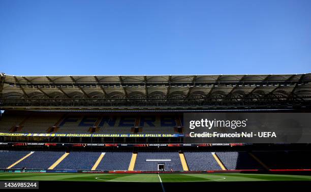 General view inside the stadium ahead of the UEFA Europa League group B match between Fenerbahce and Stade Rennes at Ulker Sukru Saracoglu Stadium on...