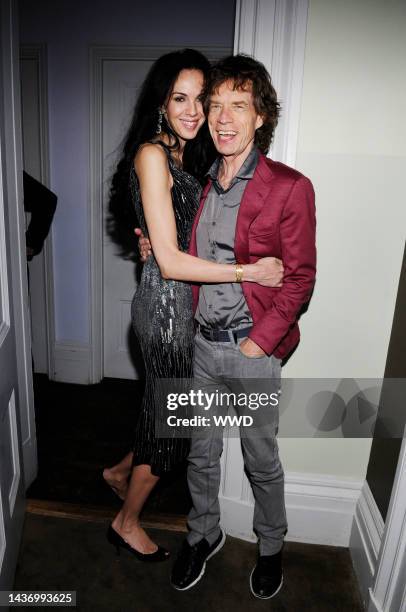 Designer L'Wren Scott and musician Mick Jagger attend a dinner celebrating Scott's spring 2010 collection at Norwood.