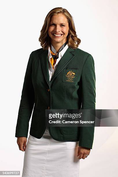 Australian swimmer Libby Trickett poses during a portrait session with members of the the Australian 2012 Olympic Games squad at Quay restaurant on...
