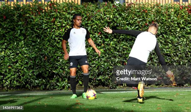 Nico Lawrence during a Southampton FC training session at the Staplewood Campus on October 27, 2022 in Southampton, England.