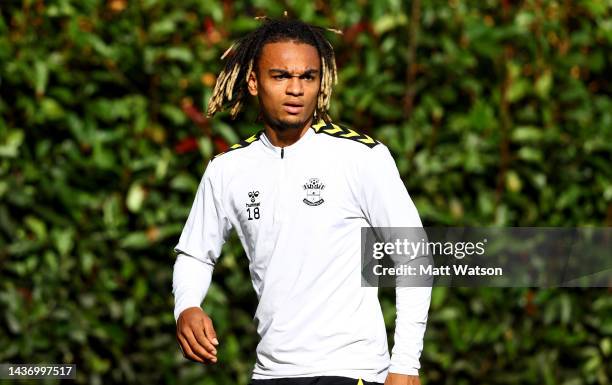 Sekou Mara during a Southampton FC training session at the Staplewood Campus on October 27, 2022 in Southampton, England.