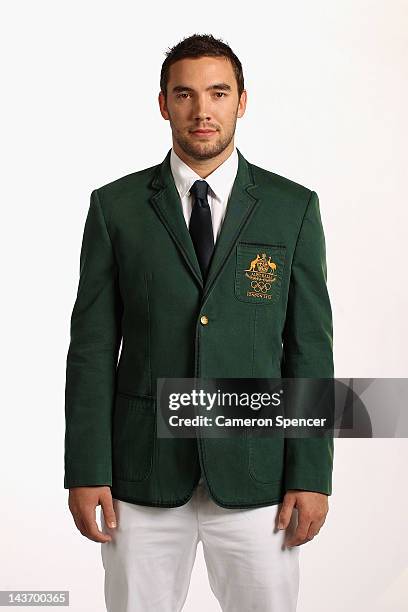 Australian basketballer Adam Gibson poses during a portrait session with members of the the Australian 2012 Olympic Games squad at Quay restaurant on...