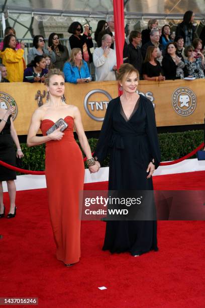 Alexandra Baryshnikov and Jessica Lange attend the 16th annual Screen Actors Guild Awards at the Shrine Auditorium. Lange wears J. Mendel and Maritn...