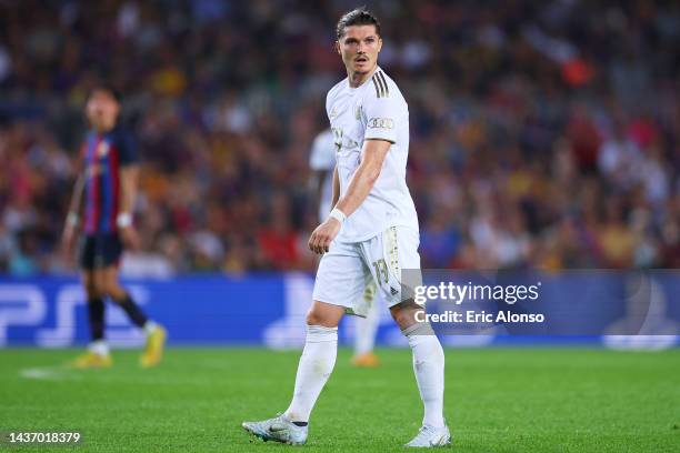 Marcel Sabitzer of Bayern Munich looks on during the UEFA Champions League group C match between FC Barcelona and FC Bayern München at Spotify Camp...