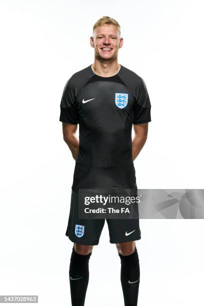 Aaron Ramsdale poses during the England New Kit Launch at St George's Park on September 20, 2022 in Burton upon Trent, England.