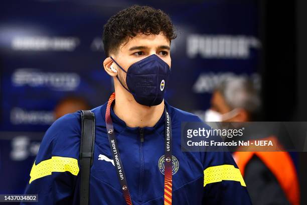Altay Bayindir of Fenerbahce arrives prior to kick off of the UEFA Europa League group B match between Fenerbahce and Stade Rennes at Ulker Sukru...