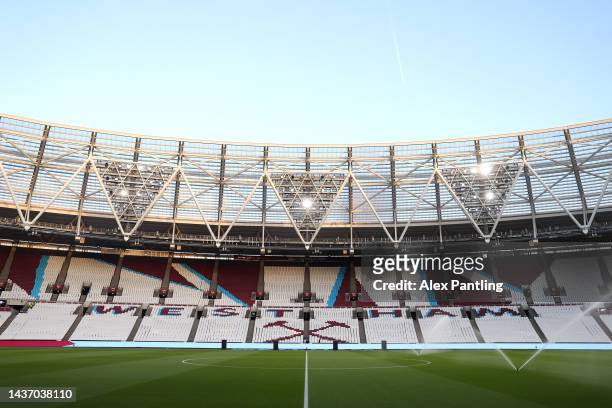 General view of the inside of the stadium prior to kick off of the UEFA Europa Conference League group B match between West Ham United and Silkeborg...