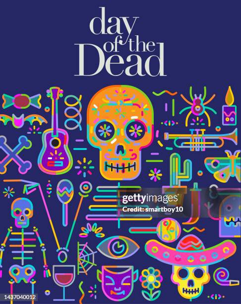 stockillustraties, clipart, cartoons en iconen met day of the dead festival, dia de los muertos - web banner template