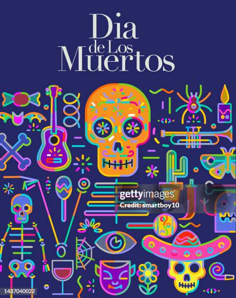 dia de los muertos (day of the dead) - dia de muertos stock illustrations