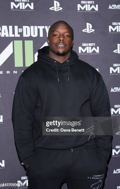 Adebayo Akinfenwa attends the UK Launch of "Call Of Duty: Modern Warfare II" at Collins Music Hall on October 27, 2022 in London, England.