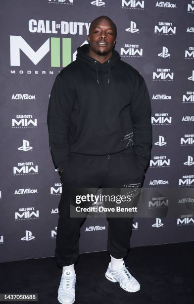 Adebayo Akinfenwa attends the UK Launch of "Call Of Duty: Modern Warfare II" at Collins Music Hall on October 27, 2022 in London, England.