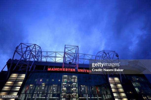 General view outside the stadium prior to the UEFA Europa League group E match between Manchester United and Sheriff Tiraspol at Old Trafford on...