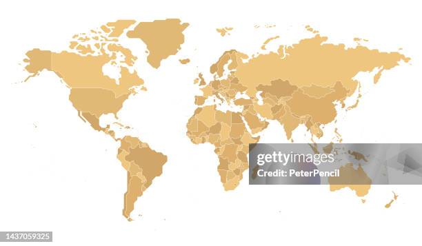 world map geometric abstract golden stylized. isolated on white background. vector stock illustration - portrait yellow stock illustrations
