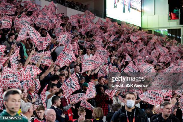 Fans of PSV Eindhoven during the Group A - UEFA Europa League match between PSV Eindhoven and Arsenal FC at Philips Stadion on October 27, 2022 in...