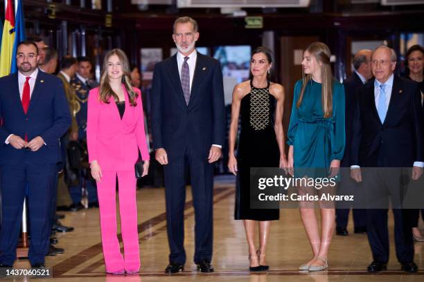 King Felipe VI of Spain, Queen Letizia of Spain, Crown Princess Leonor of Spain and Princess Sofia of Spain attend a concert ahead of the "Princesa...