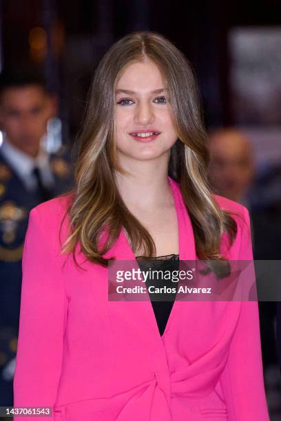 Crown Princess Leonor of Spain attends a concert ahead of the "Princesa De Asturias" Awards 2022 at the Prince Felipe Auditorium on October 27, 2022...
