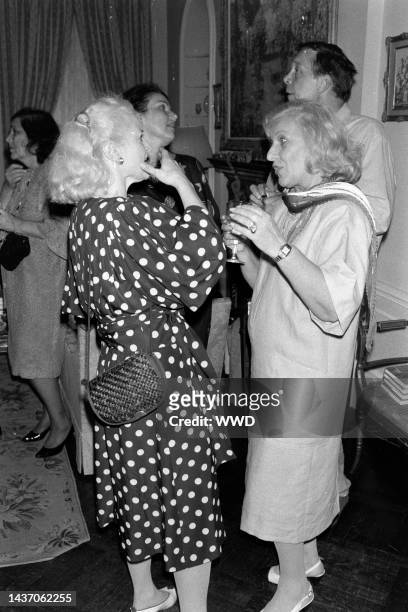 Violette Verdy and guests attend an event, celebrating the publication of "Prowling the Streets" , at the Peabody residence in New York City on June...