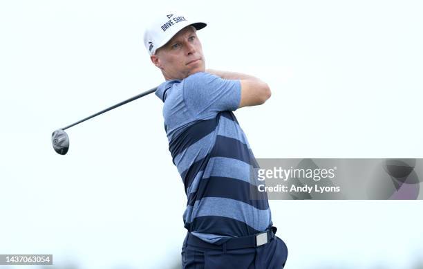 Ben Crane of the United States plays his shot from the tenth tee during the first round of the Butterfield Bermuda Championship at Port Royal Golf...