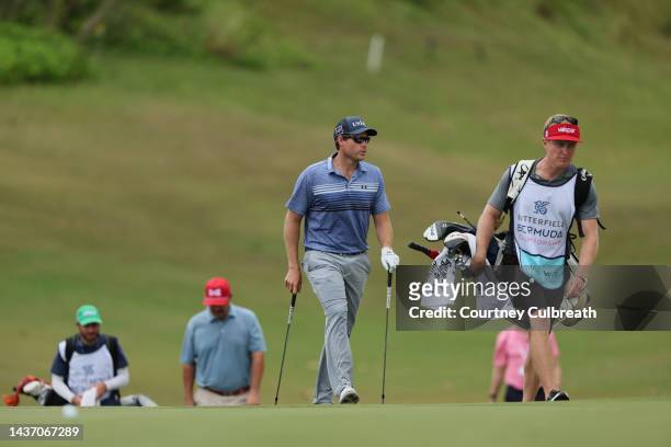 Adam Schenk of the United States walks on the ninth hole during the first round of the Butterfield Bermuda Championship at Port Royal Golf Course on...