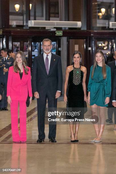 The Princess of Asturias, Leonor de Borbon; King Felipe VI; Queen Letizia; Infanta Doña Sofia, on her arrival at the 30th Princess of Asturias Awards...