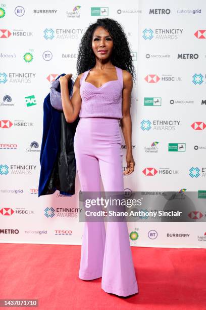 Sinitta attends The Ethnicity Awards 2022 at the Marriott Grosvenor Square on October 27, 2022 in London, England.