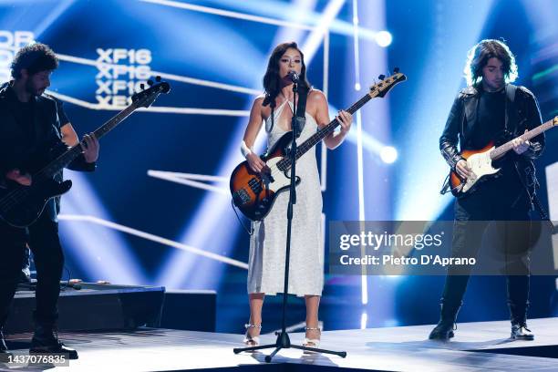 Francesca Michielin attends the 16th edition of X Factor 2022 at Repower Theatre on October 27, 2022 in Assago, Italy.