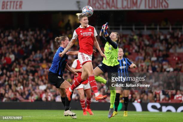 Lina Hurtig of Arsenal scores their side's second goal during the UEFA Women's Champions League group C match between Arsenal and FC Zürich at...