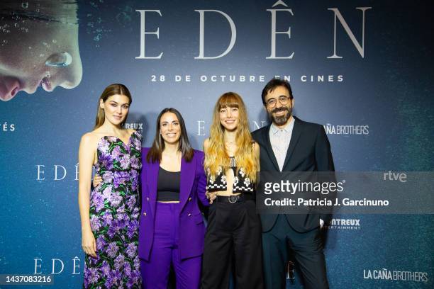 Marta Nieto, Estefania Cortes, Charlotte Vega and Israel Elejalde attend “Eden” premiere at Paz Cinema on October 27, 2022 in Madrid, Spain.