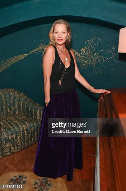 Kate Moss attends the launch of Nick Grimshaw's book 'Soft Lad' at NoMad London on October 27, 2022 in London, England.