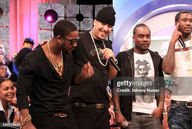 Omarion, French Montana, Wale, and Meek Mill visit BET's "106 & Park" at BET Studios on May 2, 2012 in New York City.