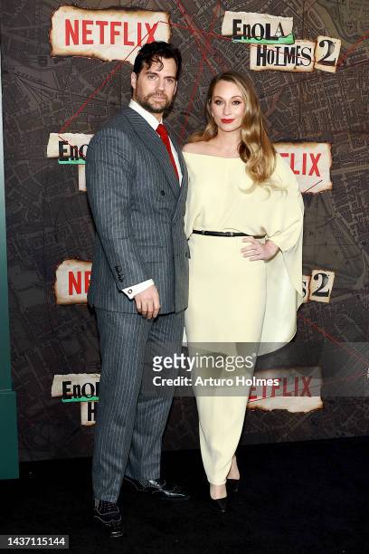 Henry Cavill and Natalie Viscuso attend Netflix's "Enola Holmes 2" World Premiere at The Paris Theatre on October 27, 2022 in New York City.
