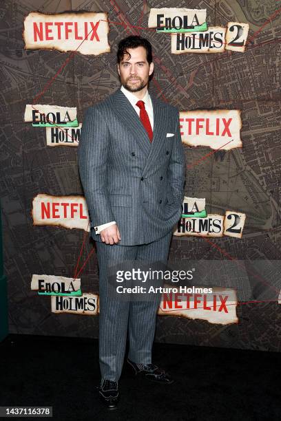 Henry Cavill attends Netflix's "Enola Holmes 2" World Premiere at The Paris Theatre on October 27, 2022 in New York City.