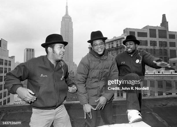 American rapper, producer, DJ and television personality Joseph "Run" Simmons, rapper Darryl "DMC" McDaniels and musician and DJ Jason "Jam Master...