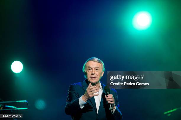 Salvatore Adamo performs at Coliseu dos Recreios on October 27, 2022 in Lisbon, Portugal.